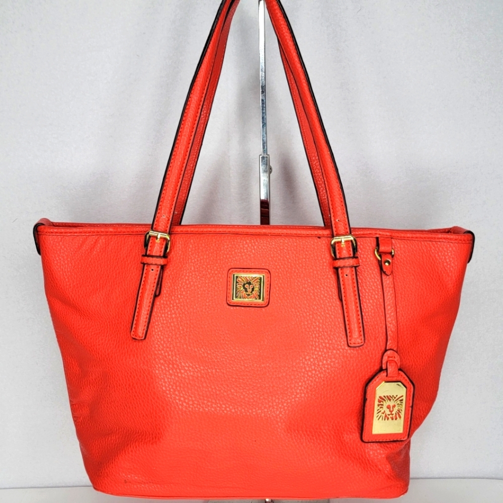 Anne Klein Orange Leather Tote Shoulder Bag
